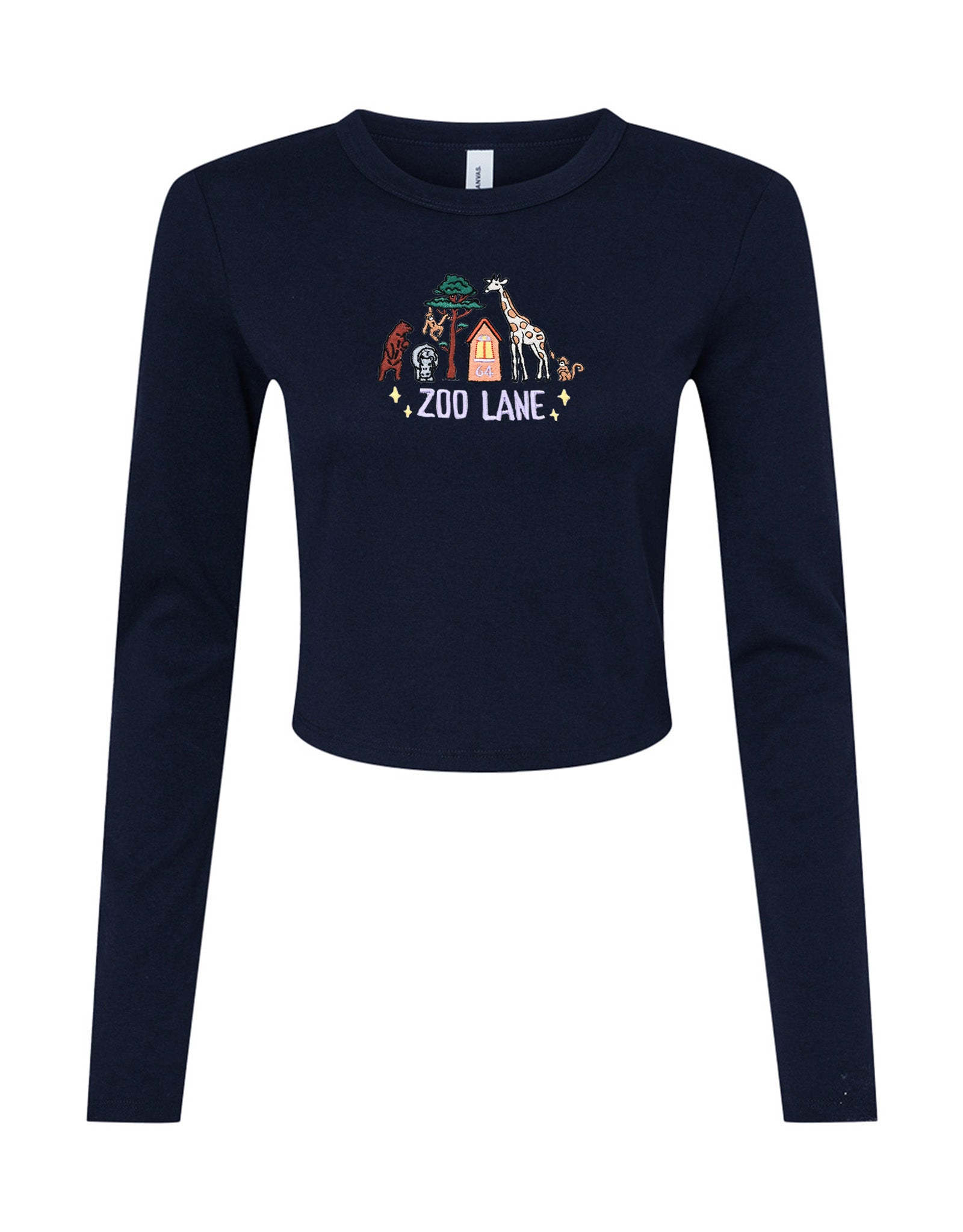 Zoo Lane Embroidered Micro Rib Long Sleeved Tee