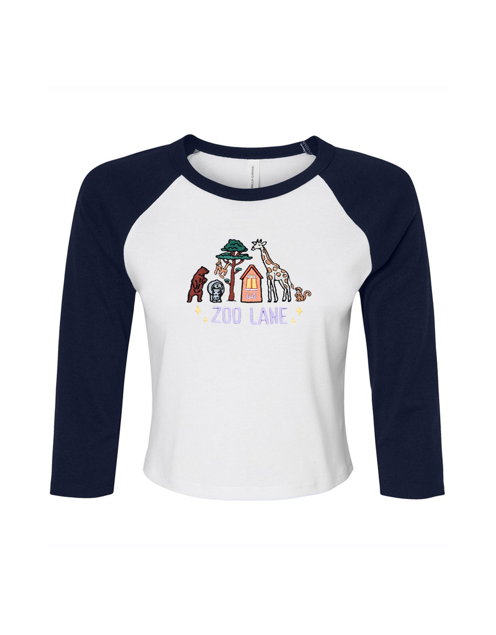 Zoo Lane Embroidered Micro Rib 3/4 Sleeve Tee