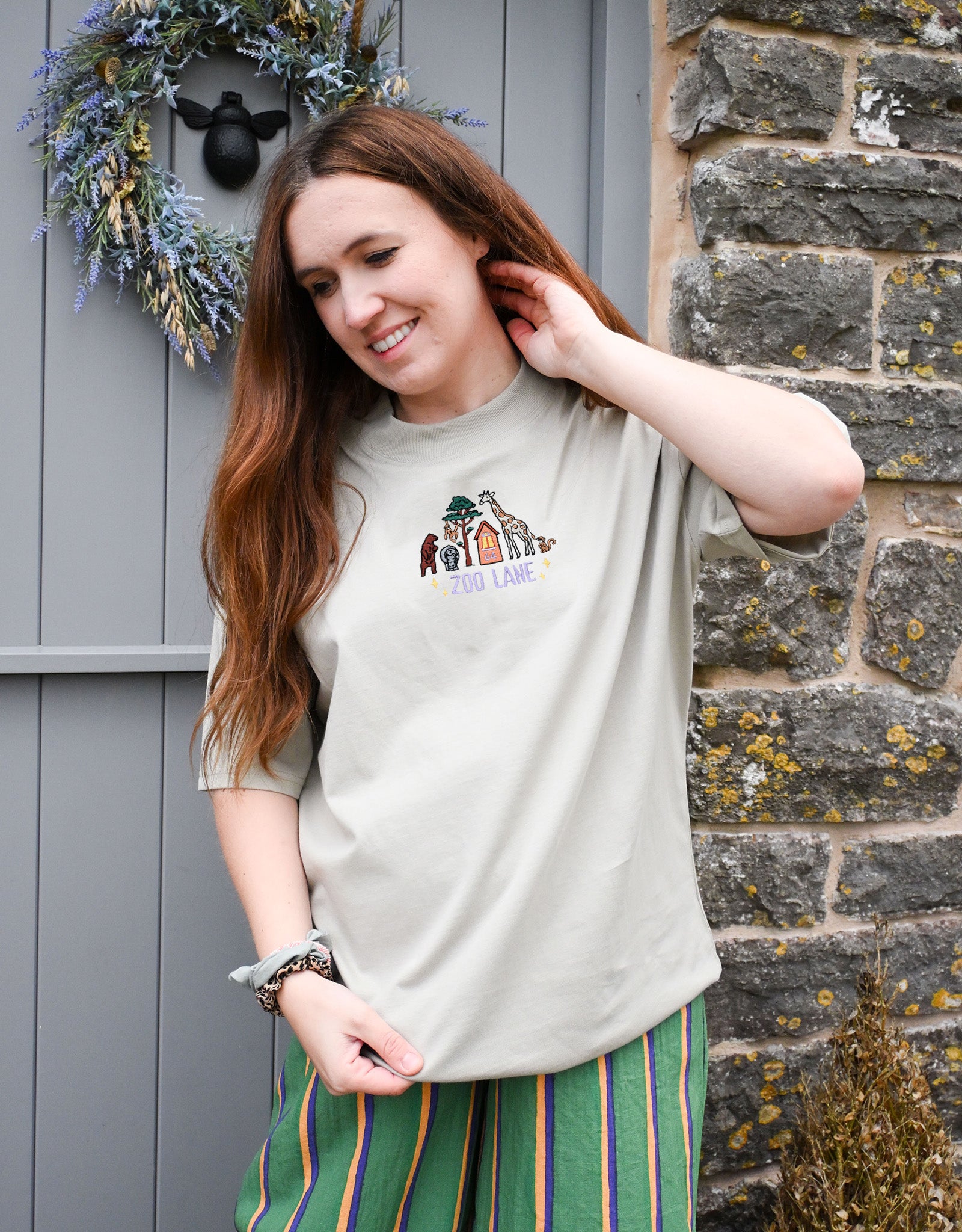 Zoo Lane Embroidered Oversized Organic Cotton Tee