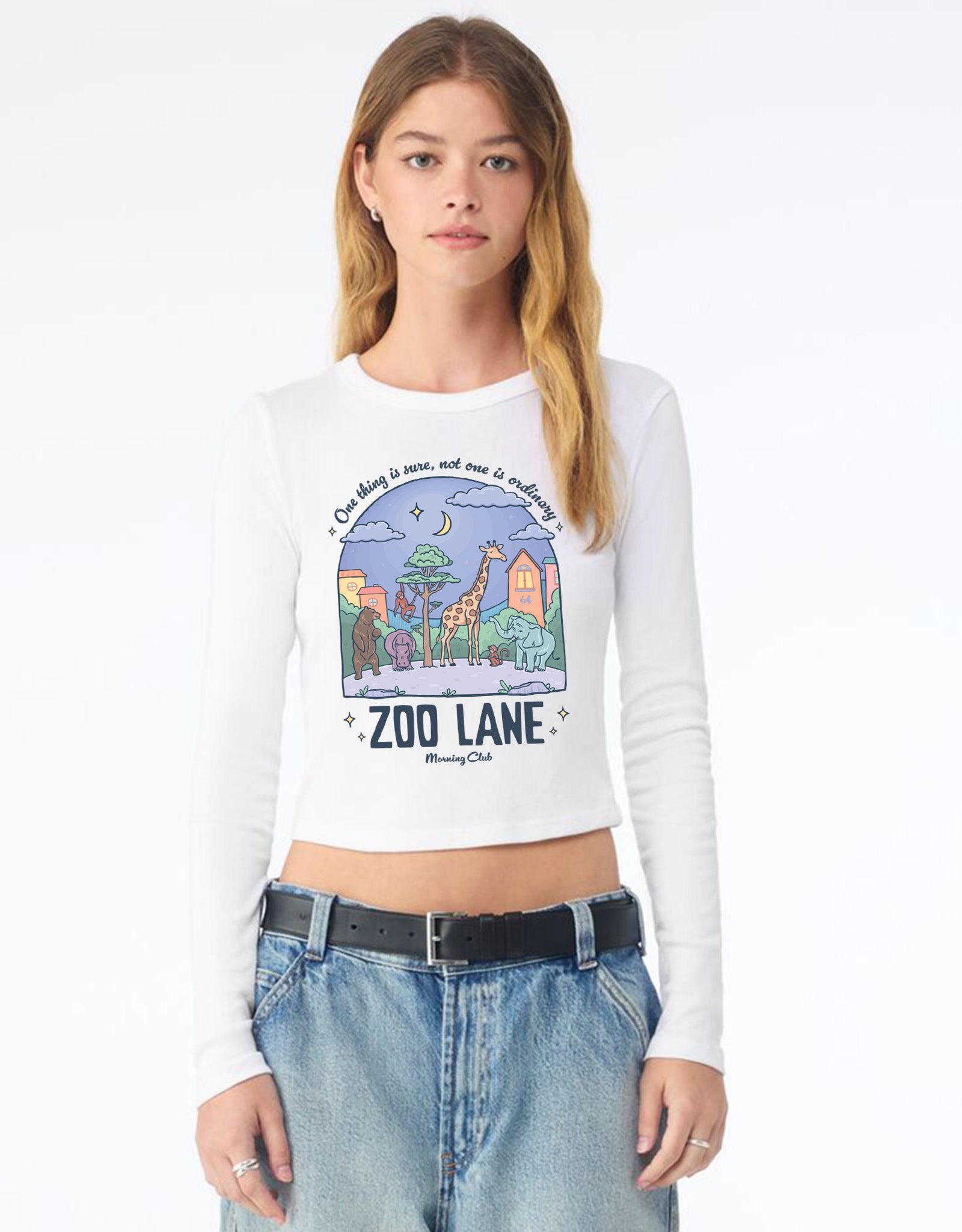 Zoo Lane Printed Micro Rib Long Sleeved Tee
